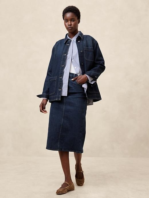 Denim Midi Pencil Skirt Product Image