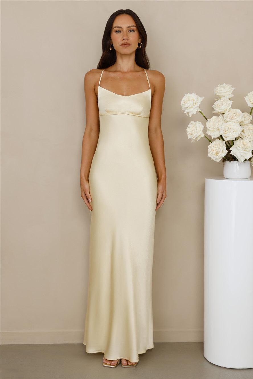 The Samara Satin Maxi Dress Yellow Product Image
