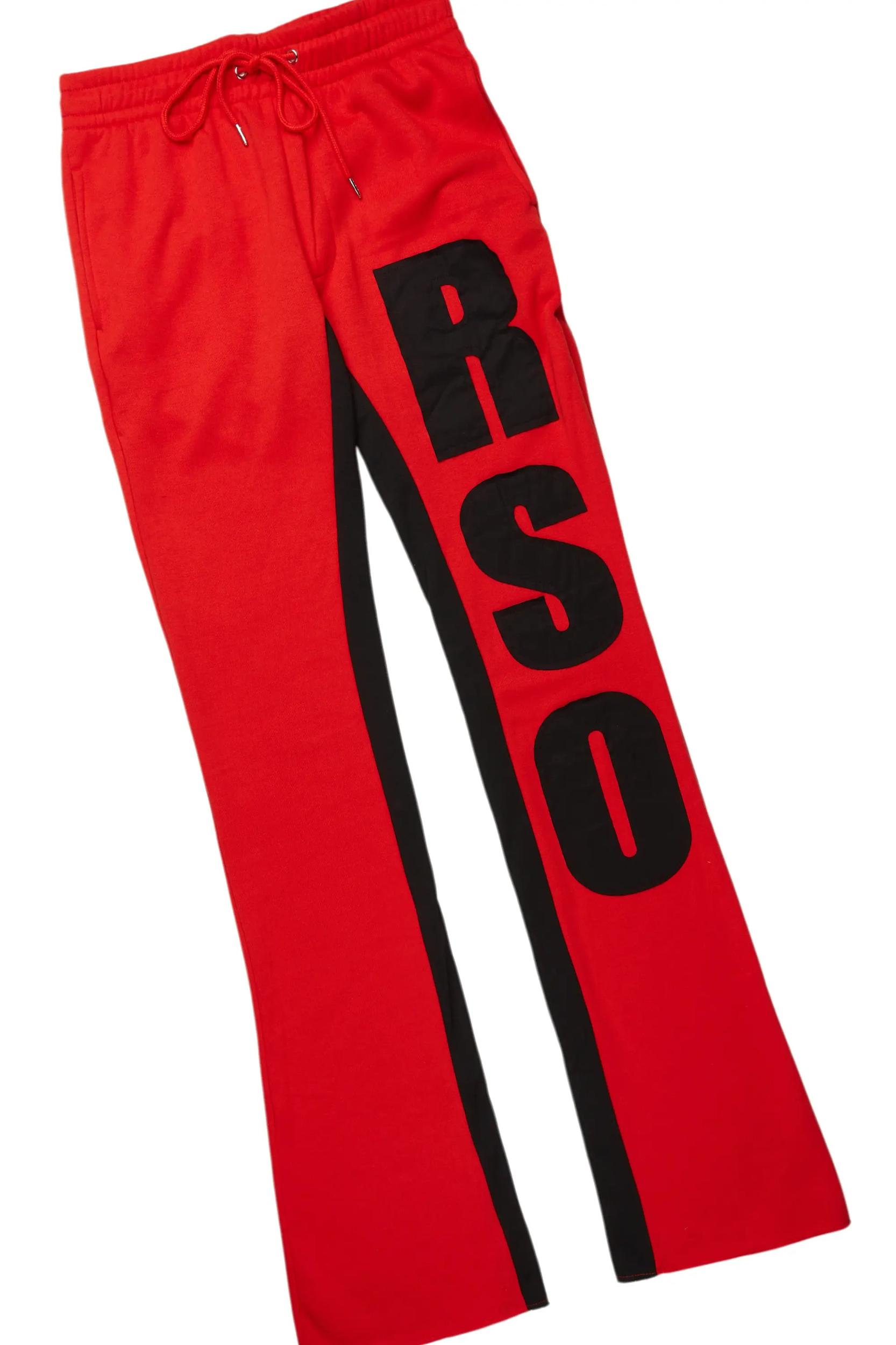 Devan Black/Red Hoodie/Baggy Stacked Flare Pant Set Male Product Image