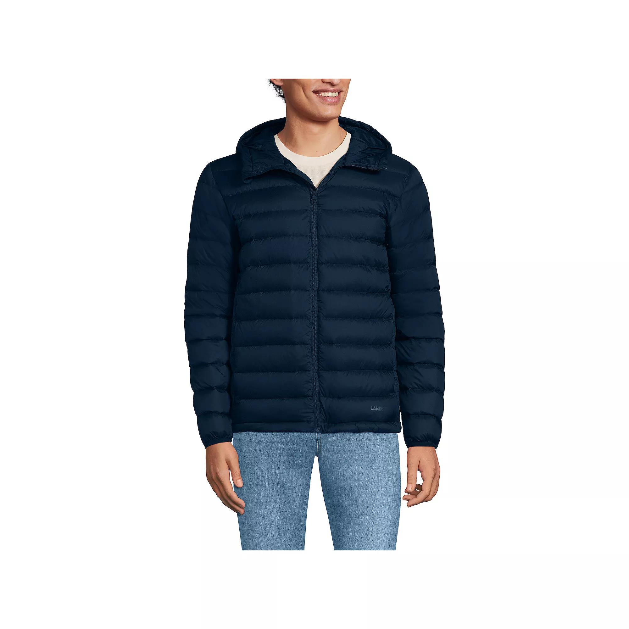 Men's Lands' End Hooded Wanderweight Down Jacket,  Product Image