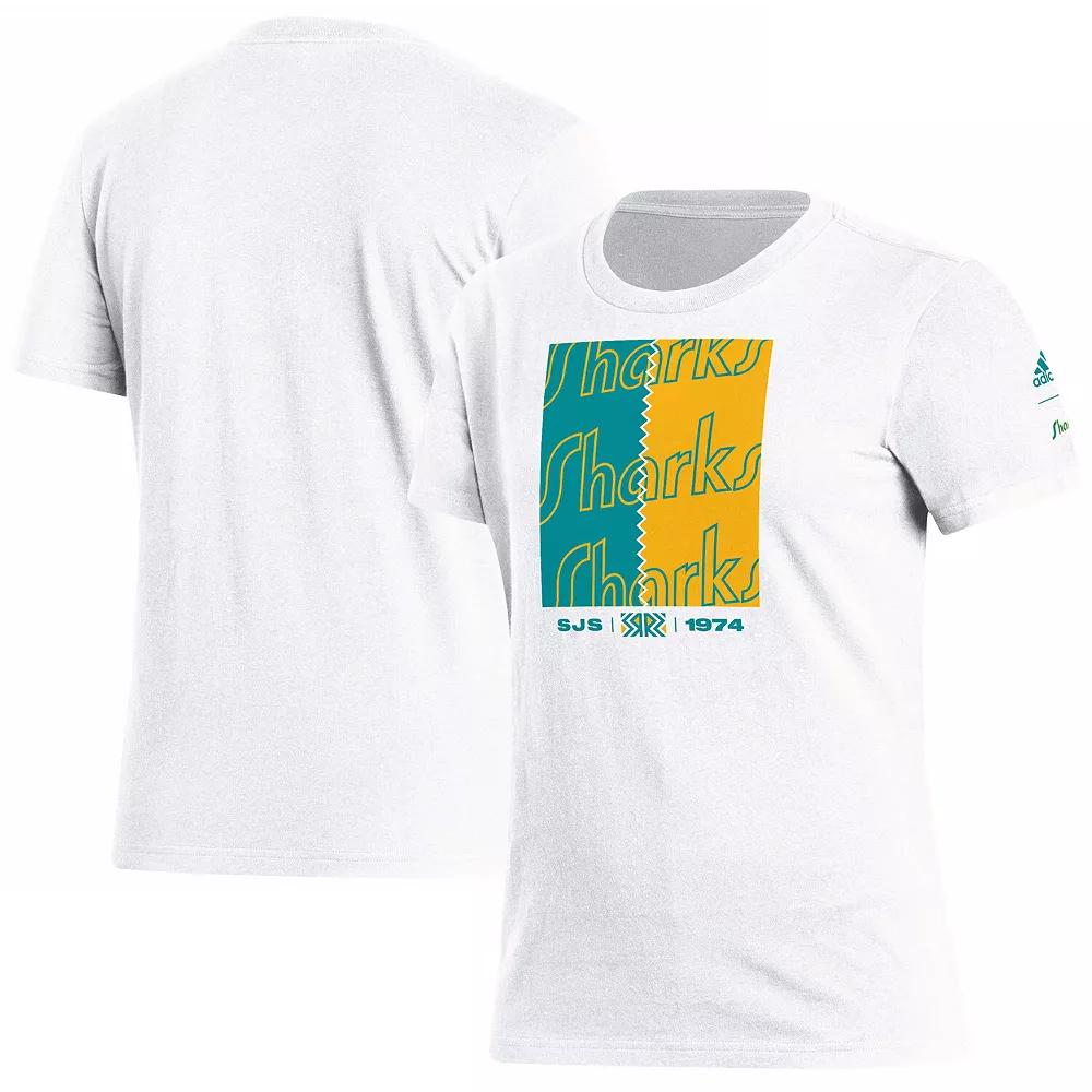 Women's adidas White San Jose Sharks Reverse Retro 2.0 Playmaker T-Shirt, Size: Small, Sks White Product Image