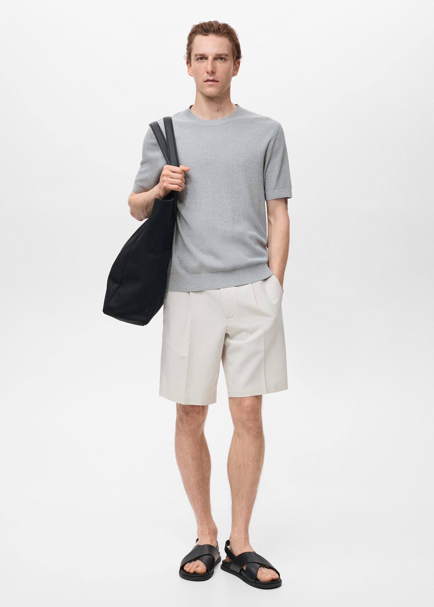 Ribbed  knit t-shirt - Men | MANGO USA Product Image
