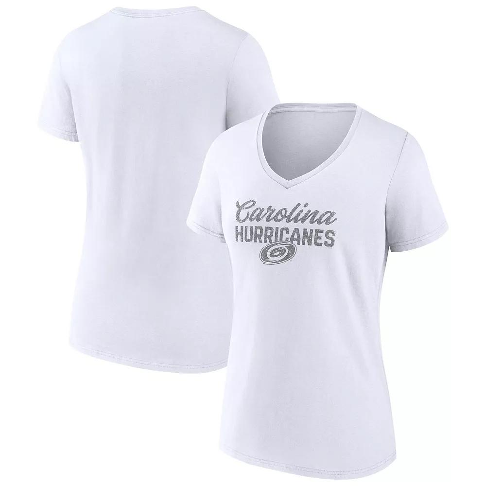 Women's Fanatics Carolina Hurricanes White Out V-Neck T-Shirt,  Product Image