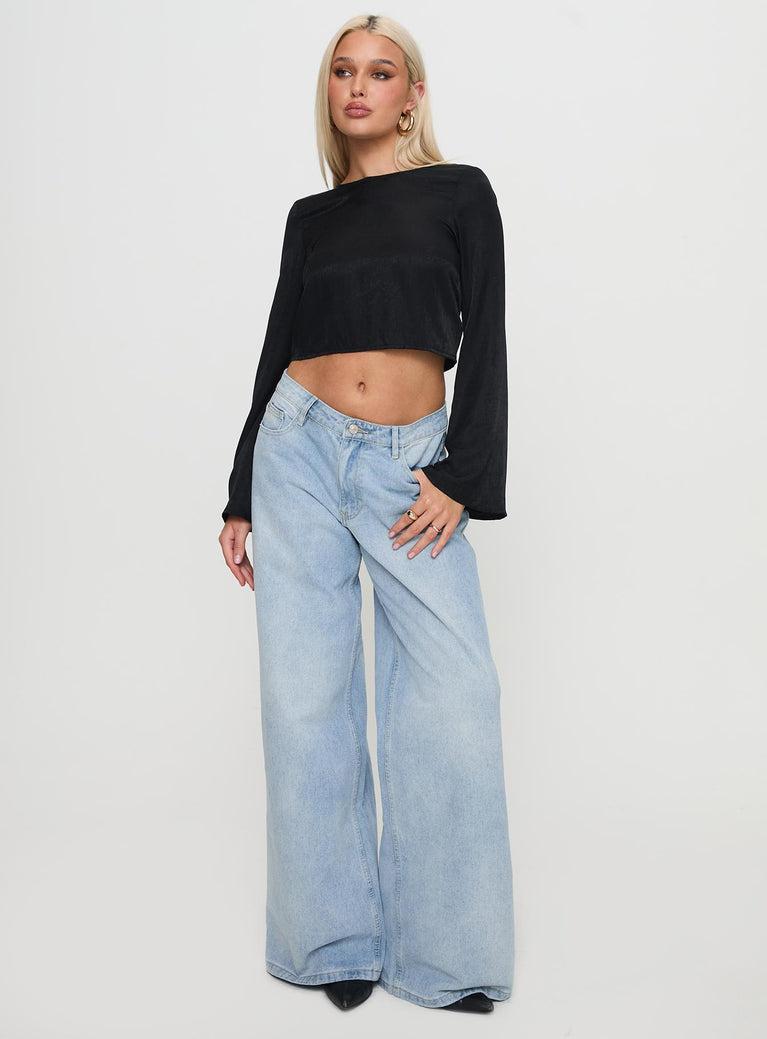 Rhydian Long Sleeve Tie Top Black Product Image