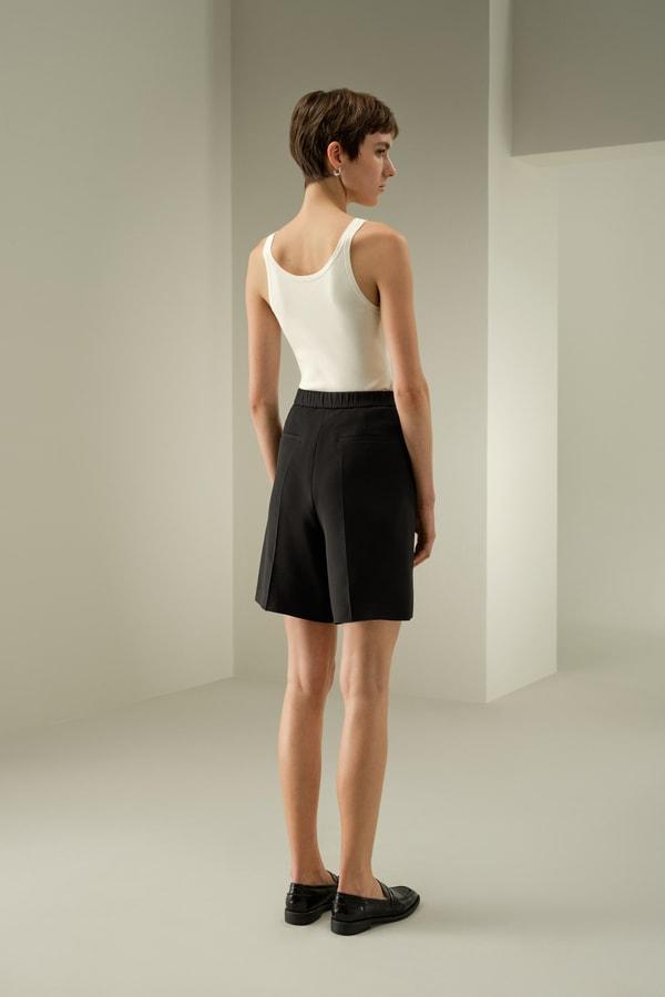 LILYSILK Womens Shorts - Black Wool-Silk Blend - Ultimate Luxury Laid-Back Fit Shorts 4 Product Image