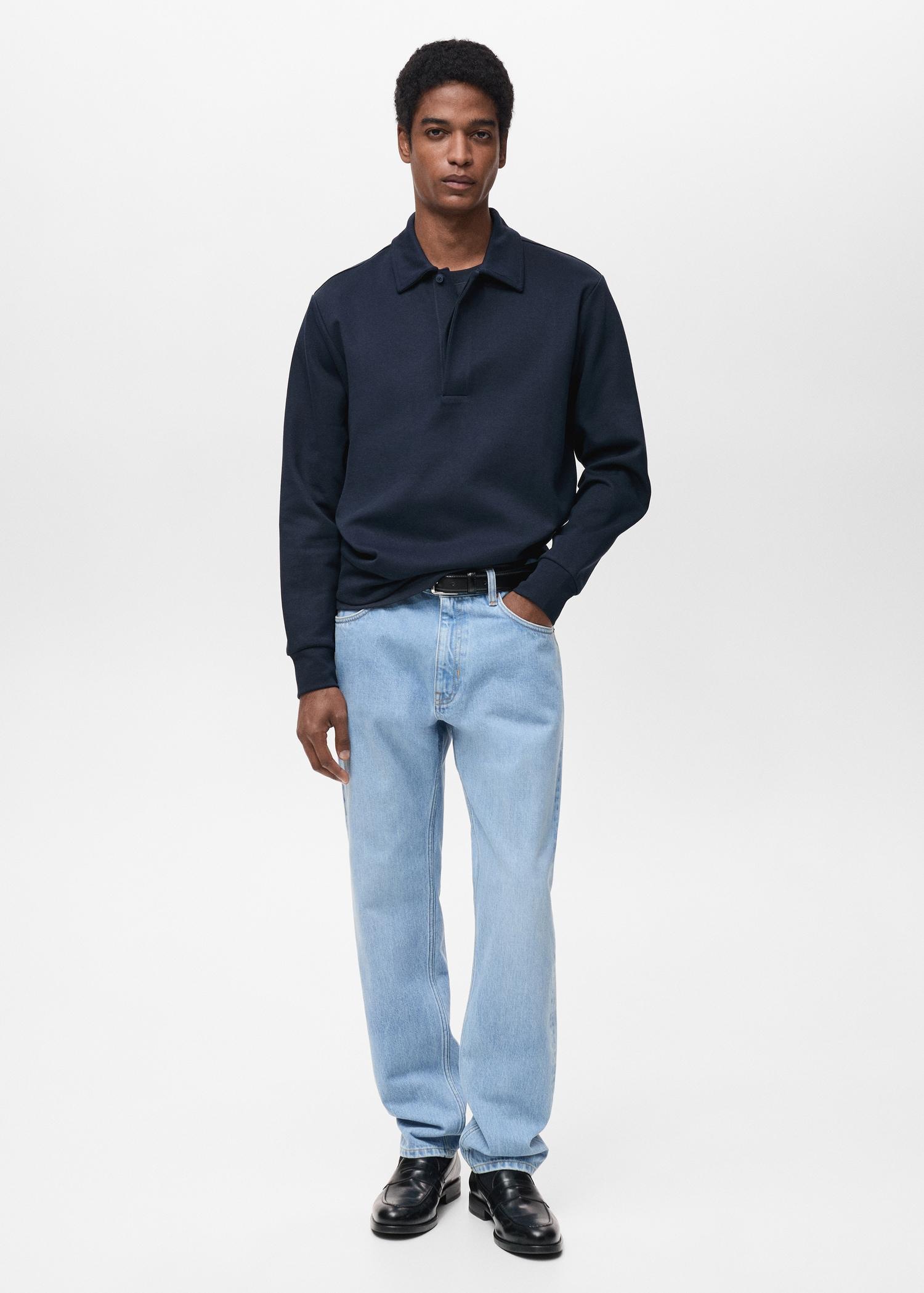 Regular-fit cotton polo sweatshirt - Men | MANGO USA Product Image