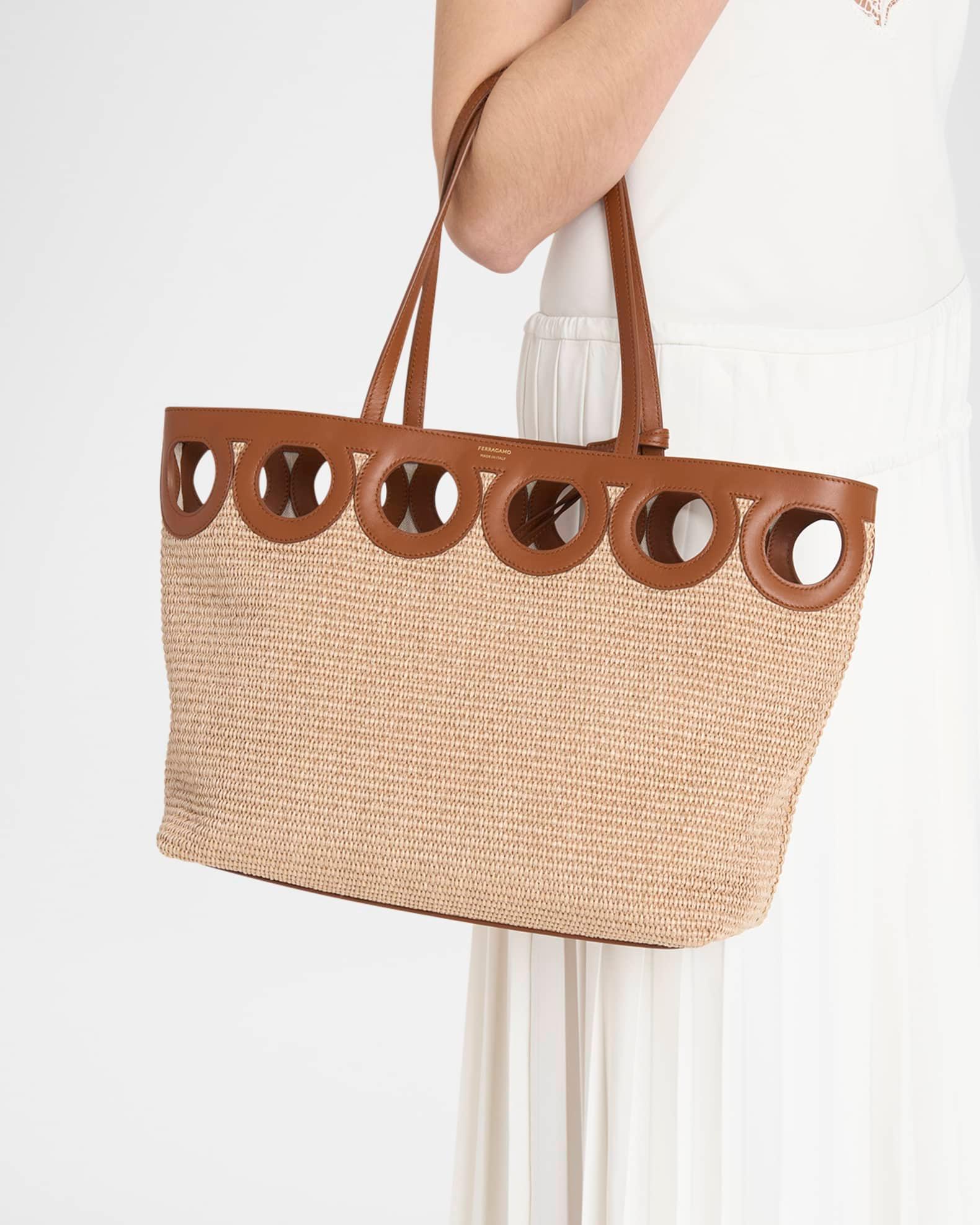 Gancini Frame Raffia Tote Bag Product Image