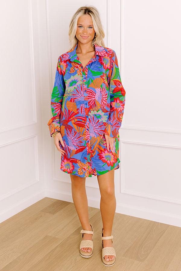 Tropic Allure Floral Button Down Mini Dress Product Image