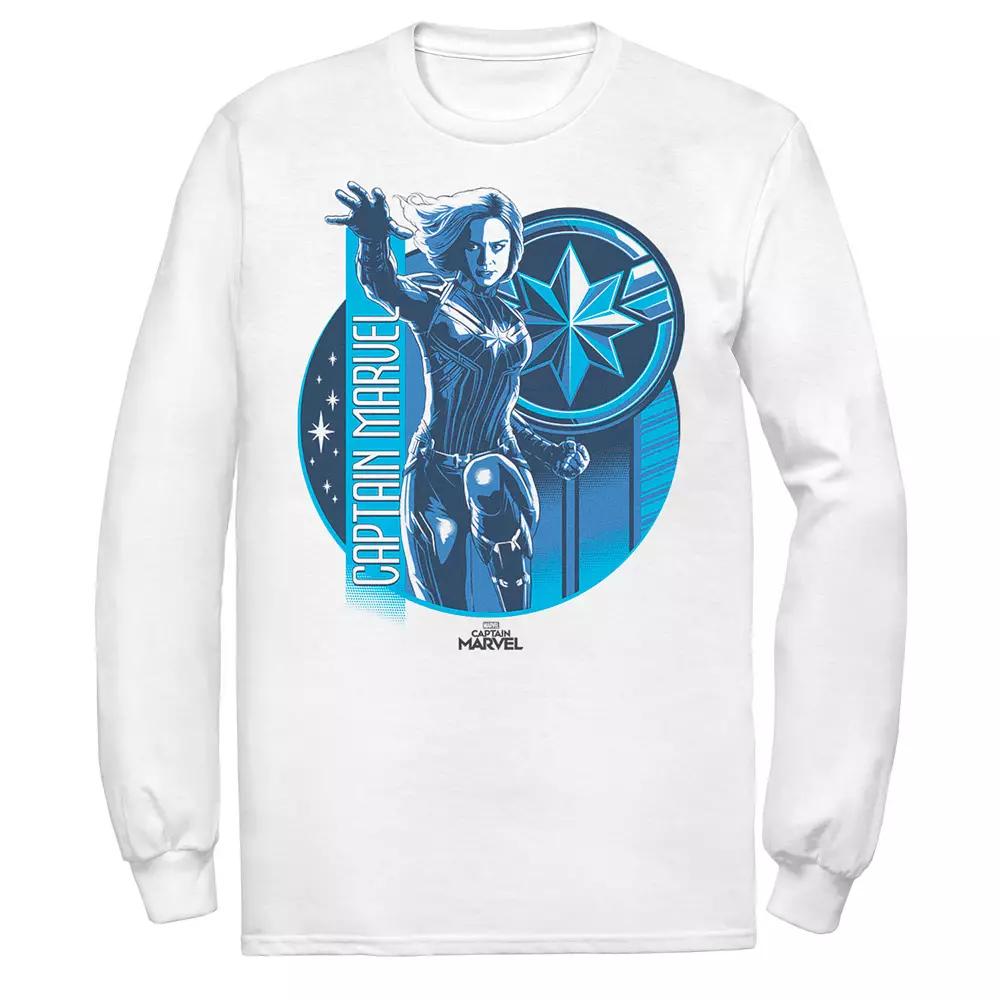 Men's Marvel Captain Marvel Reflective Blue Circle Logo Tee,  Product Image