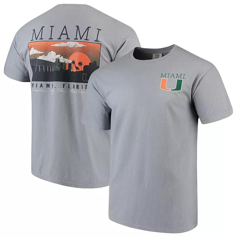 Men's Gray Miami Hurricanes Comfort Colors Campus Scenery T-Shirt, Size: Small, Grey Product Image