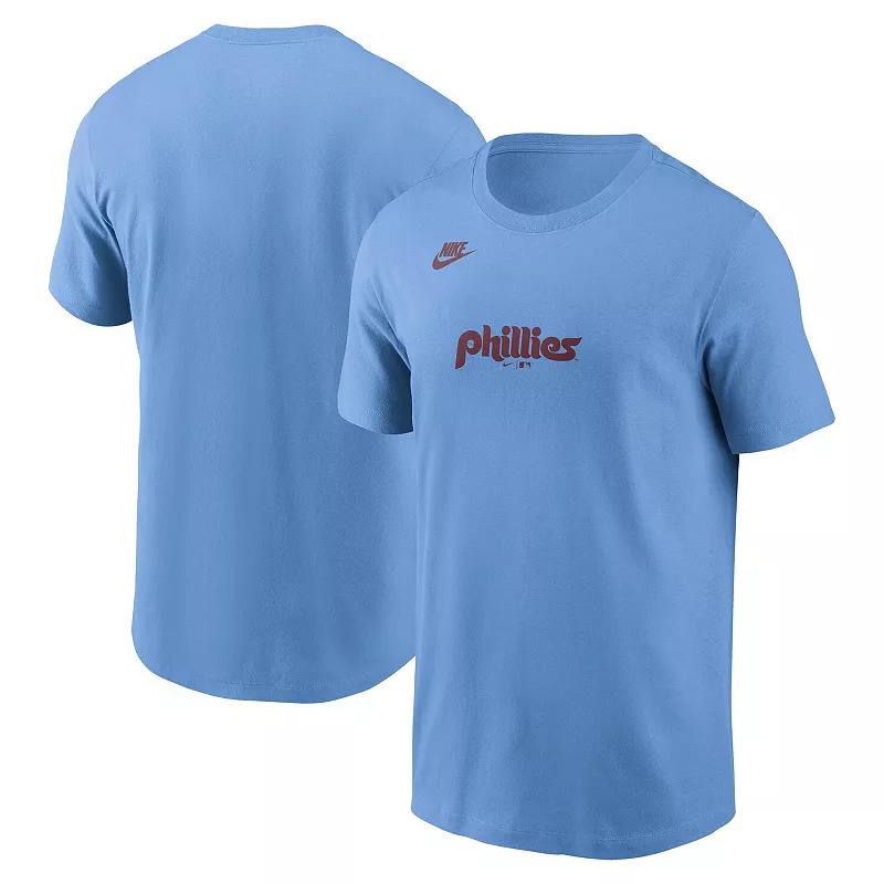 Men's Nike Light Blue Philadelphia Phillies Cooperstown Collection Wordmark T-Shirt,  Product Image