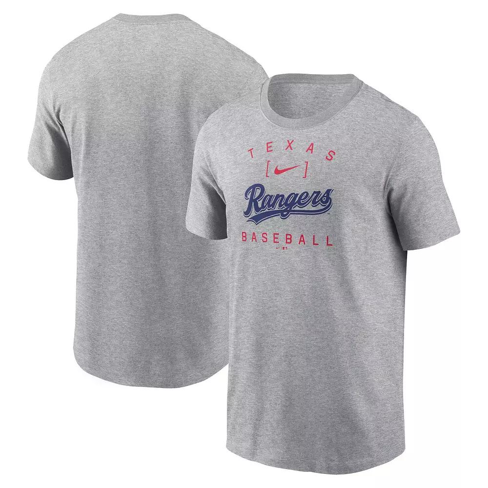 Men's Nike Heather Gray Los Angeles Angels Home Team Athletic Arch T-Shirt, Size: Small, Grey Product Image