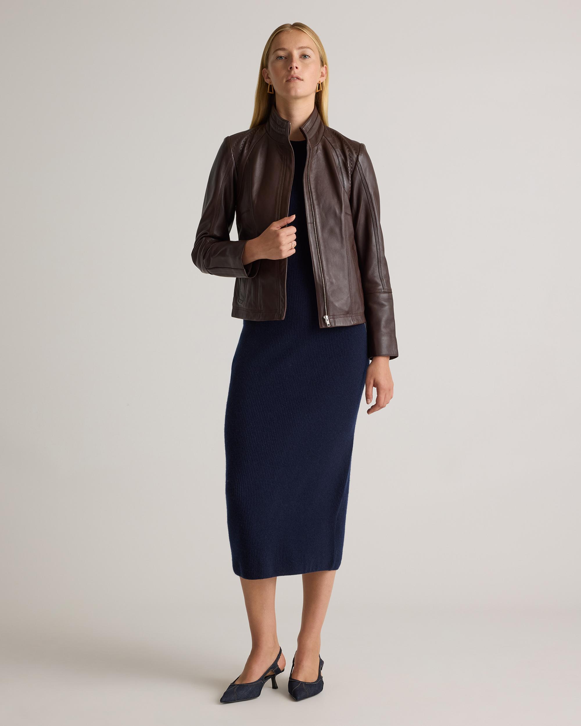 Quince | Women's Stand-Collar Jacket Size XS, Leather Product Image
