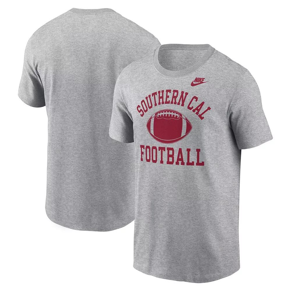 Men's Nike Heather Gray USC Trojans Legacy Football Icon T-Shirt, Size: Large, Grey Product Image