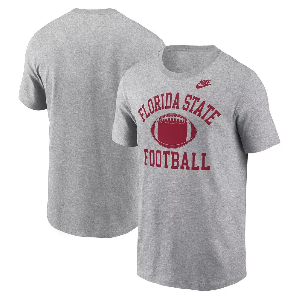 Men's Nike Heather Gray Florida State Seminoles Legacy Football Icon T-Shirt, Size: Medium, Grey Product Image