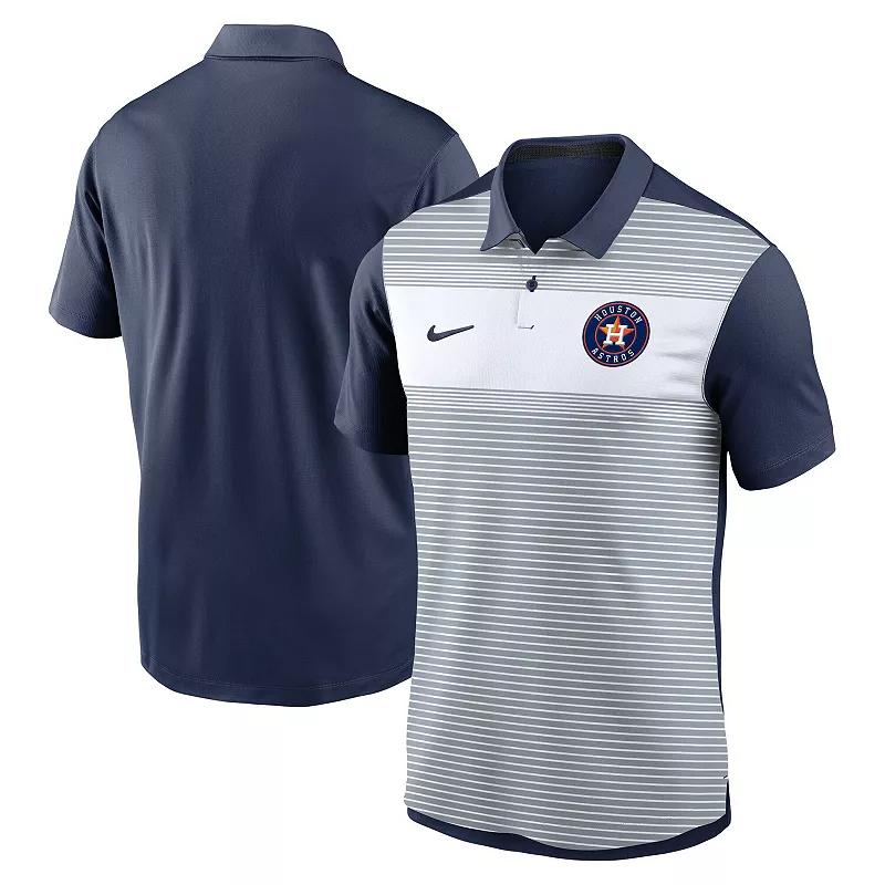 Mens Nike /Navy Atlanta Braves Vapor Striped Performance Polo Product Image
