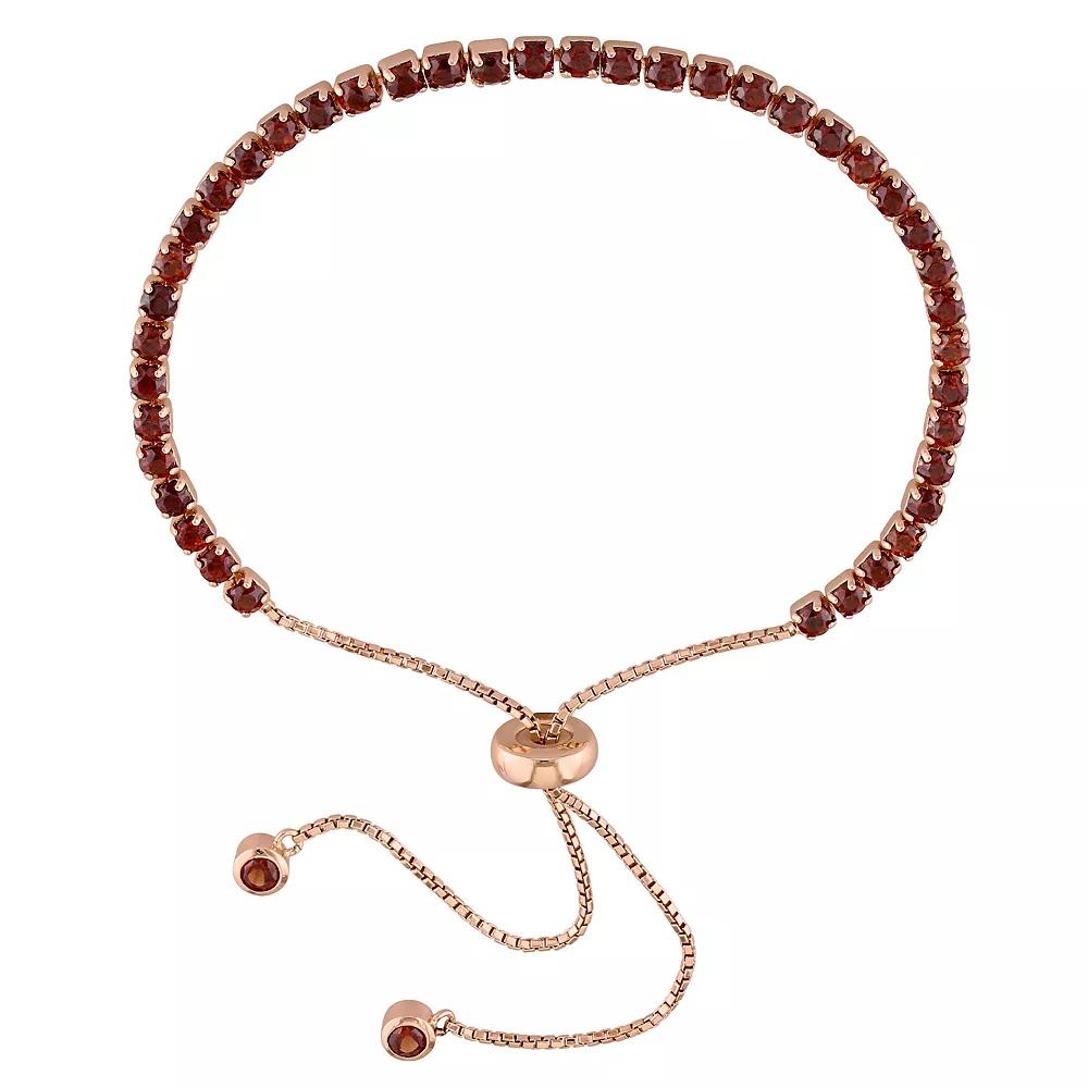 Stella Grace 18k Rose Gold Over Silver Garnet Tassel Bolo Bracelet, Women's, Size: 5-9" ADJ, Rose Gold Tone Product Image