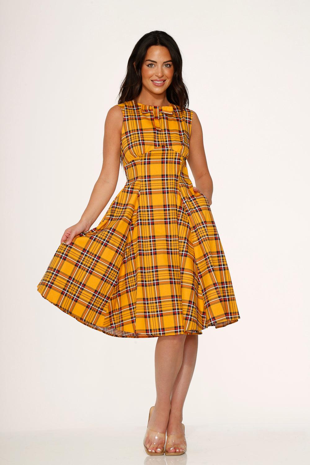 Yellow Plaid Swing Dress Product Image