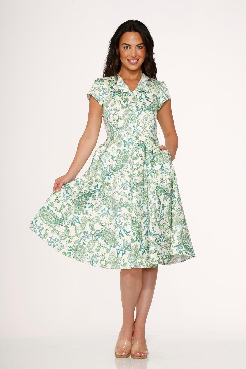 Green Paisley Swing Dress Product Image