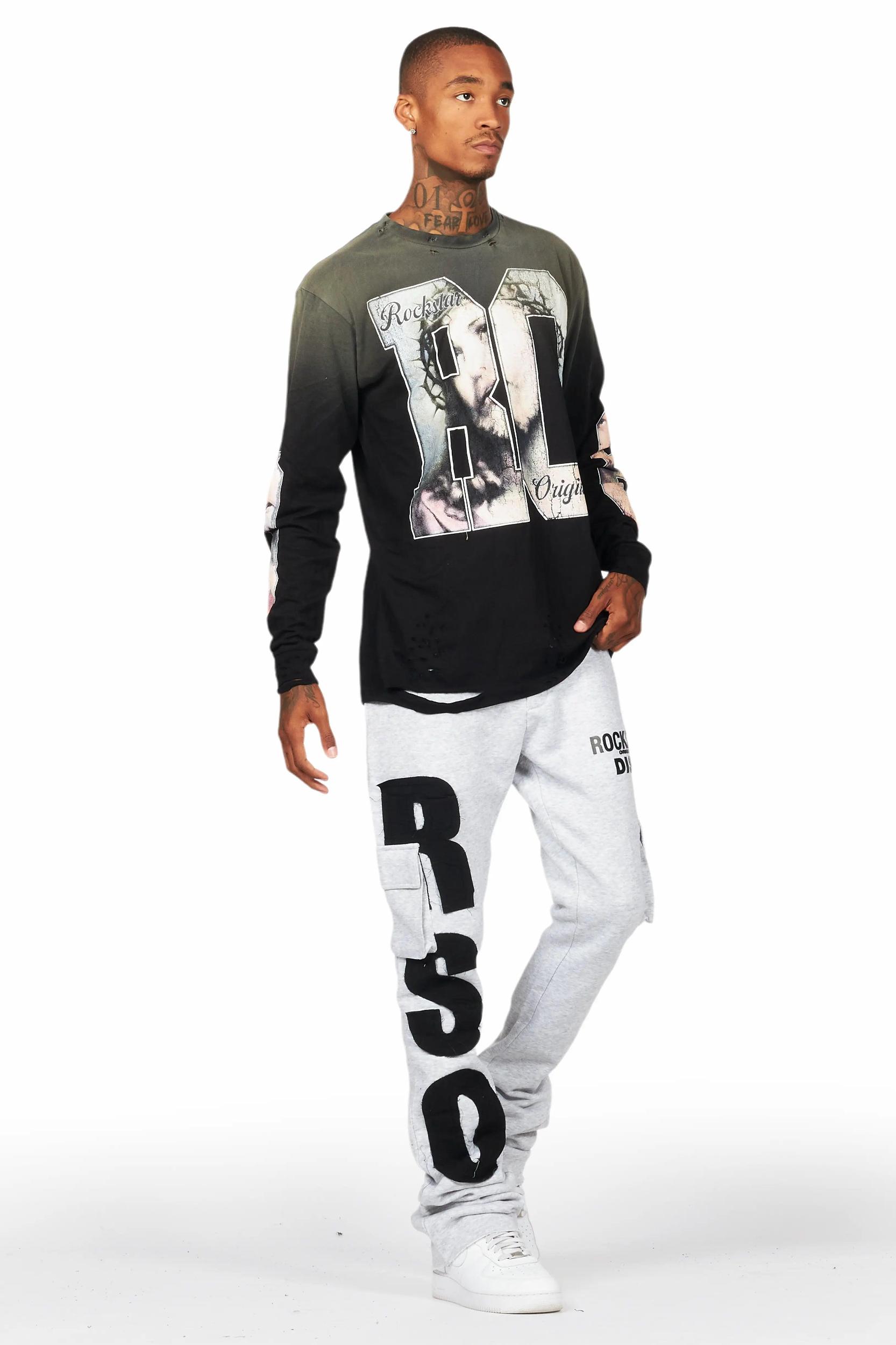 Admir Heather Grey Stacked Flare Pant Male Product Image