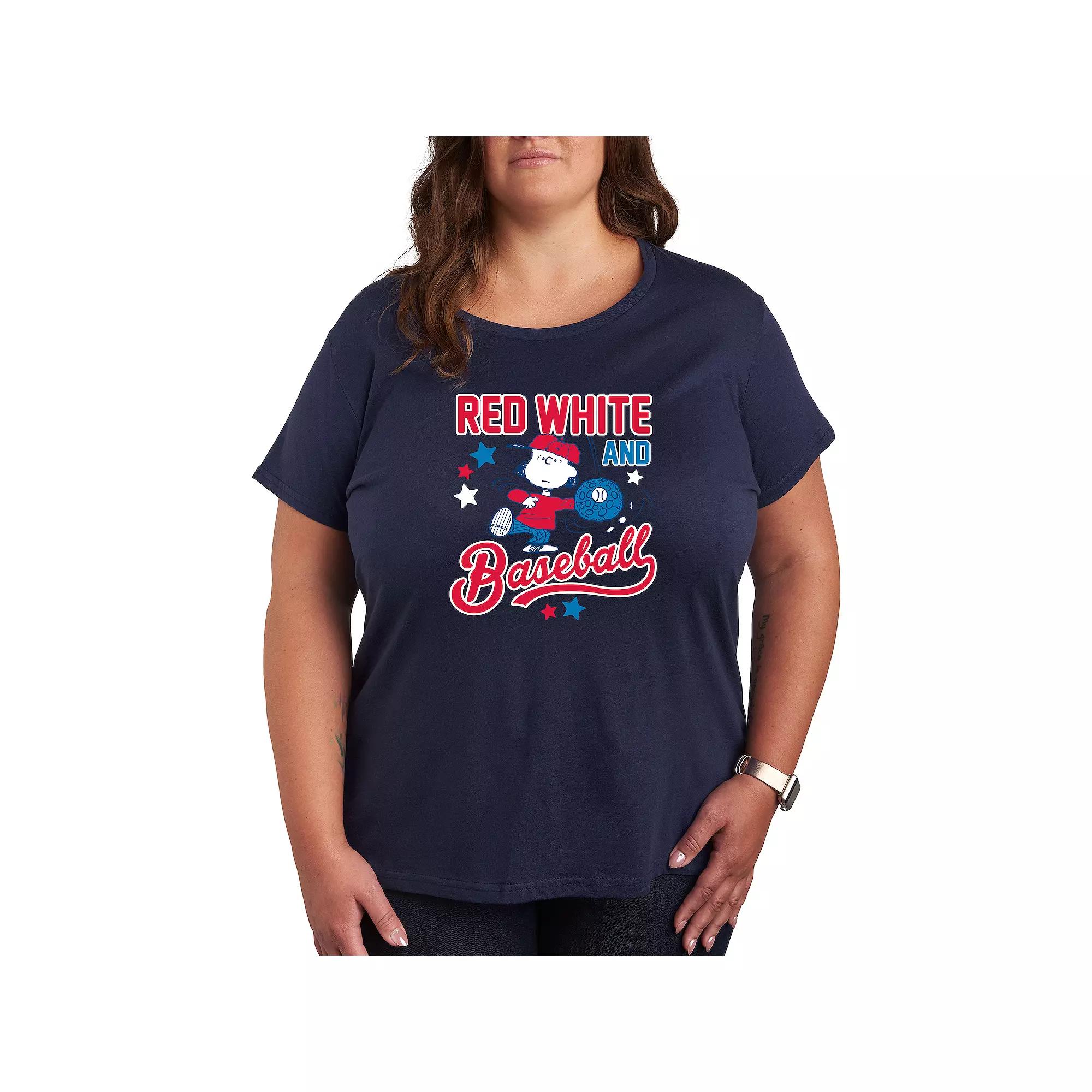 Plus Peanuts Red White Baseball Lucy Graphic Tee, Women's,  Product Image