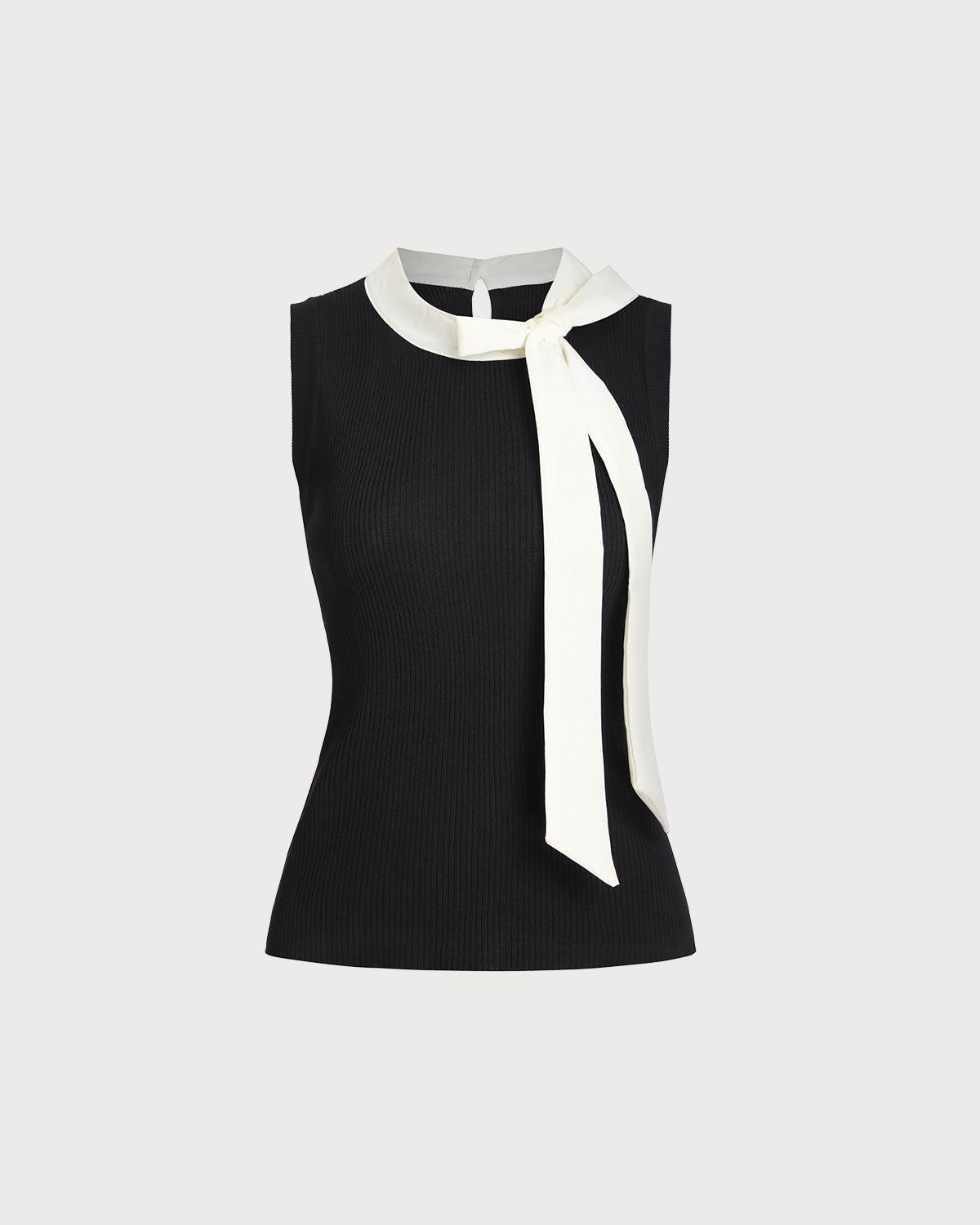Black Contrast Mock Neck Tank Top Product Image