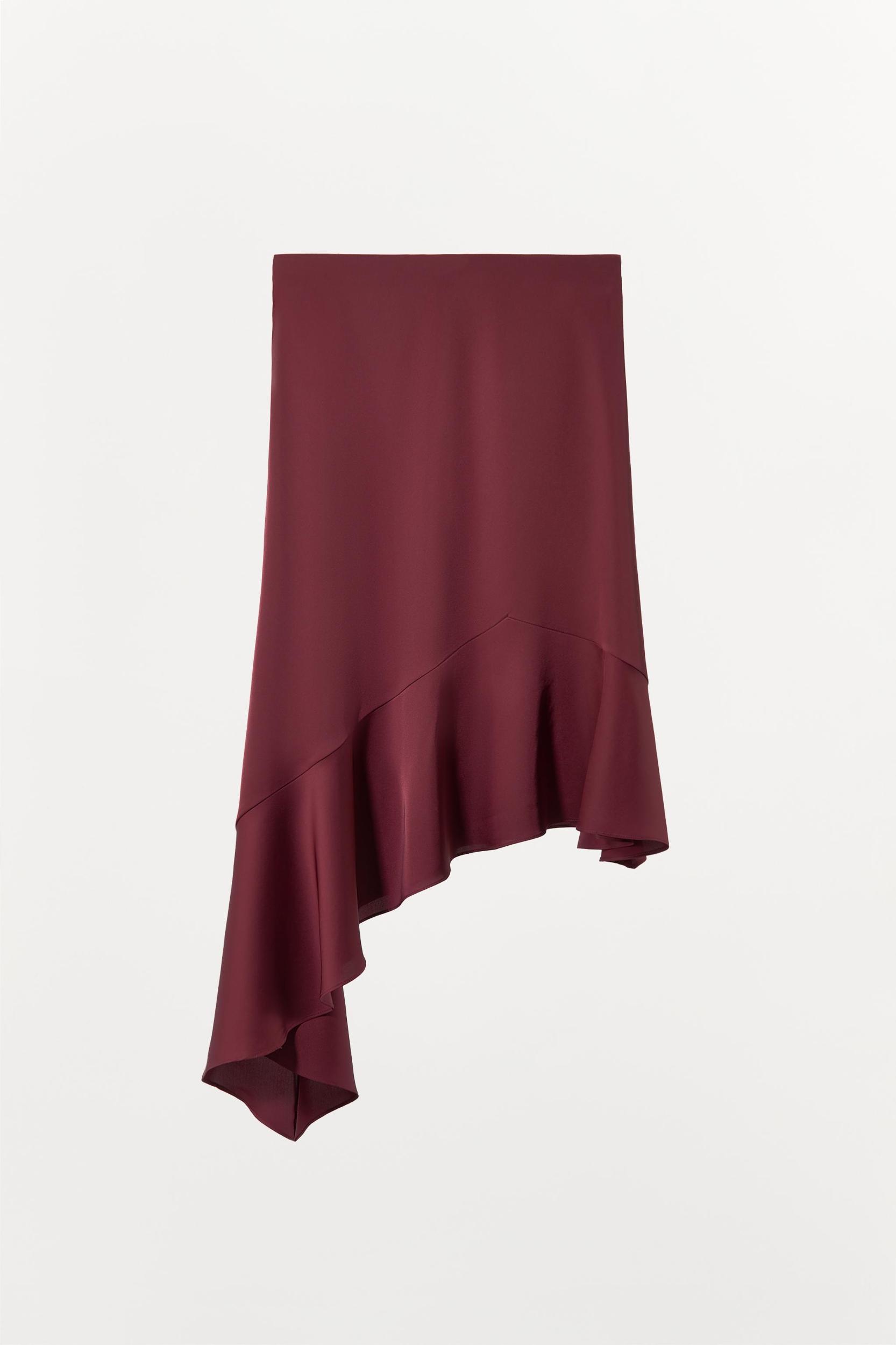 ASYMMETRIC SATIN RUFFLE SKIRT Product Image