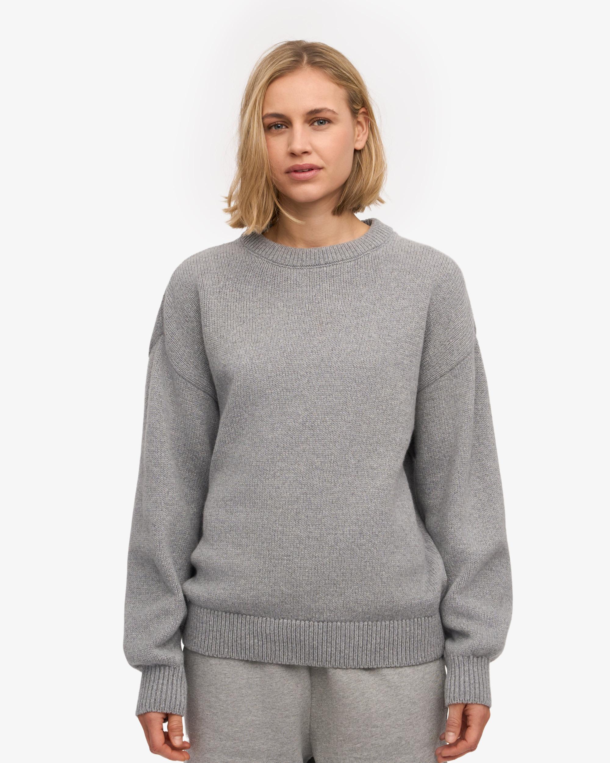 Oversized Merino Wool Crew - Heather Grey Product Image