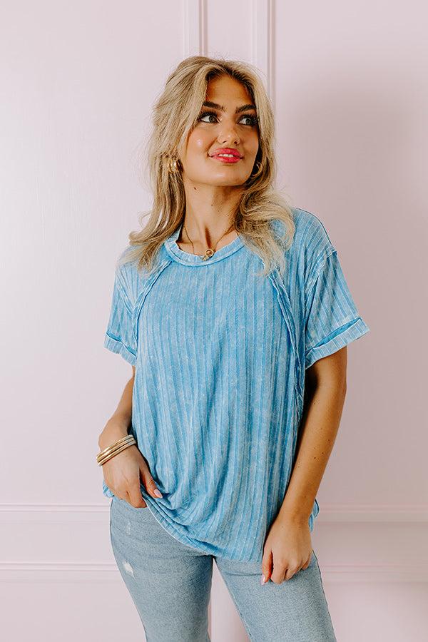 Back To Basics Mineral Wash Shift Top in Ocean Blue Product Image