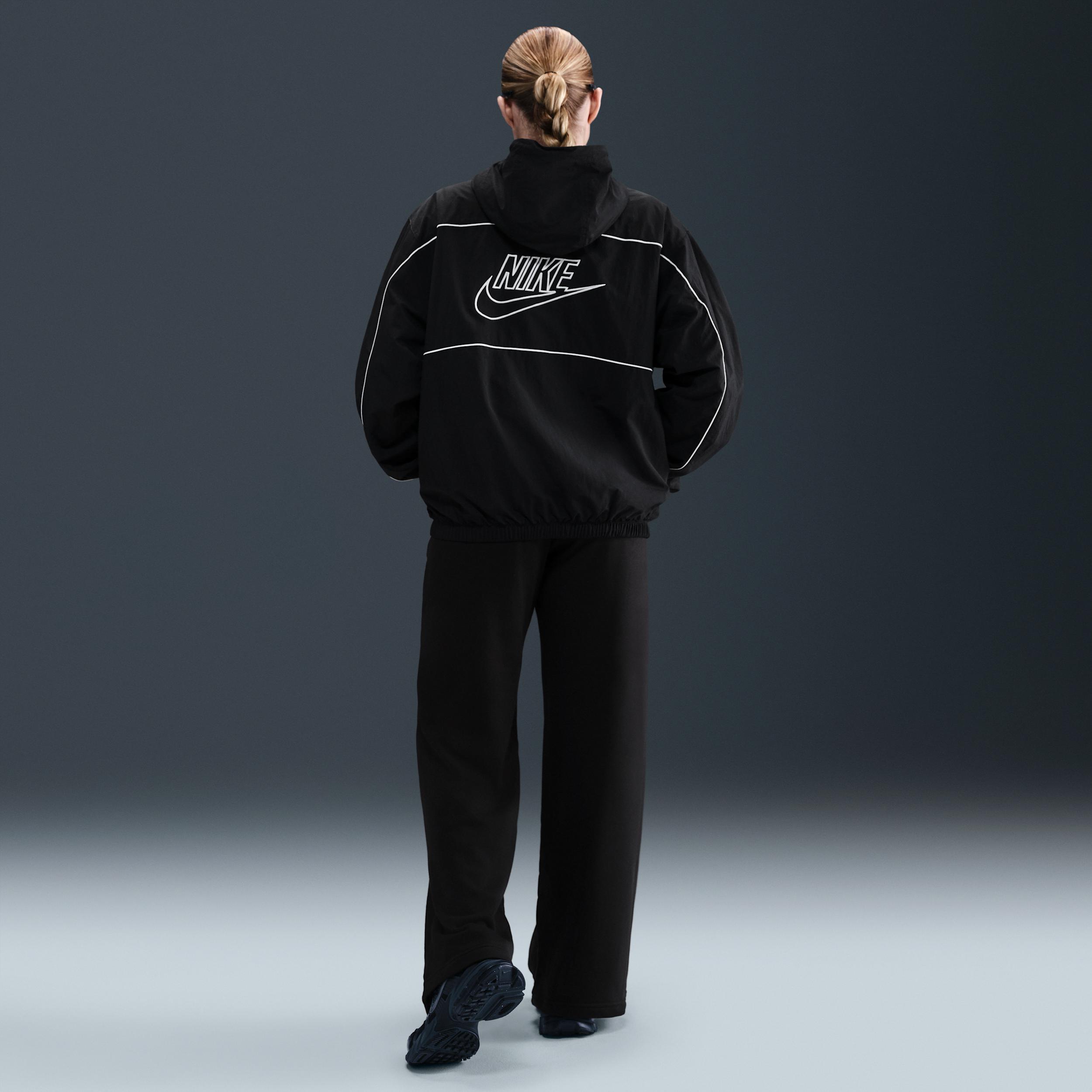 Nike Womens Nike NSW Club Fleece Mid Rise Pant Wide - Womens Black/White Product Image