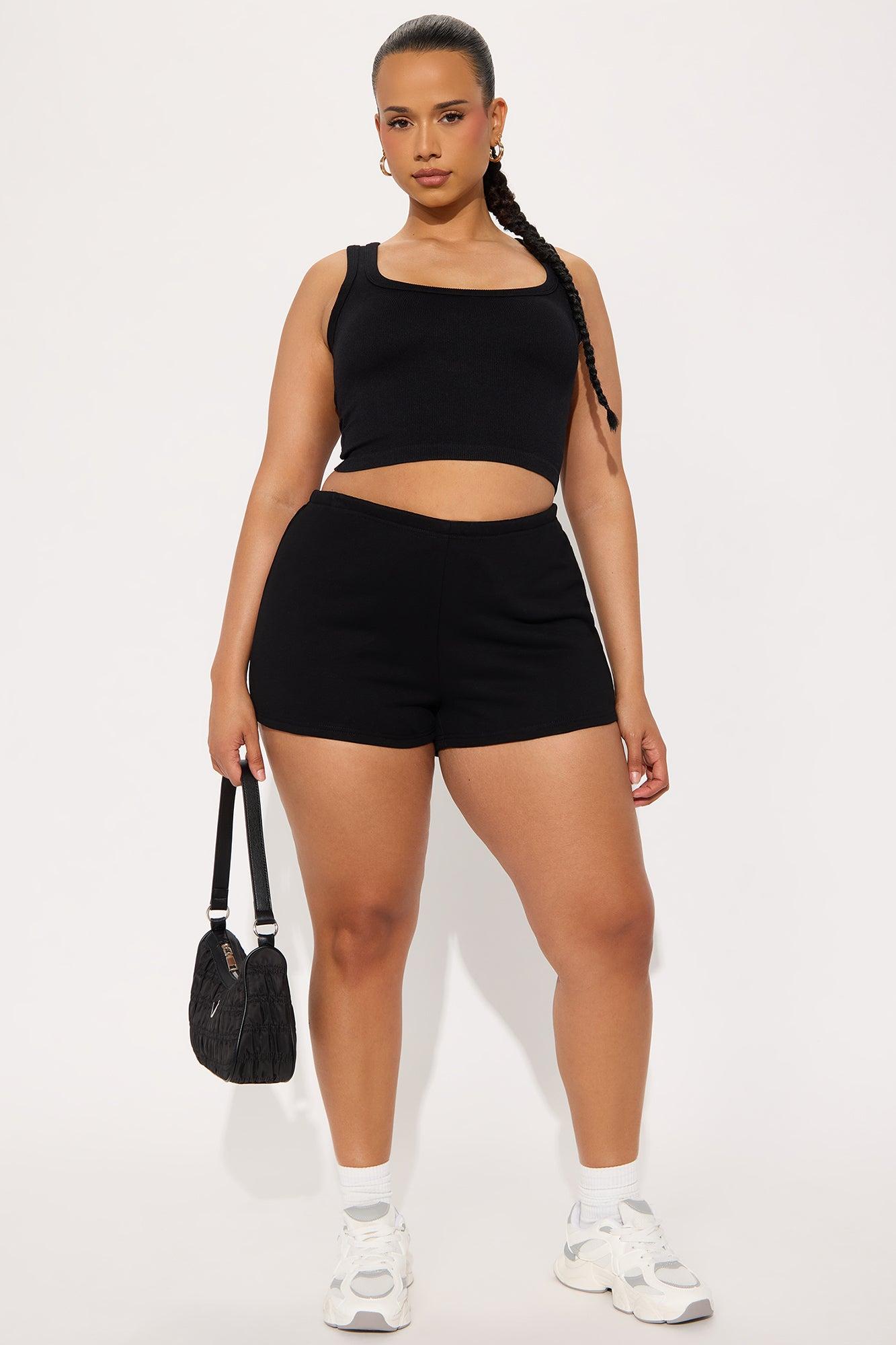 French Terry Drawstring Sweat Shorts - Black Female Product Image