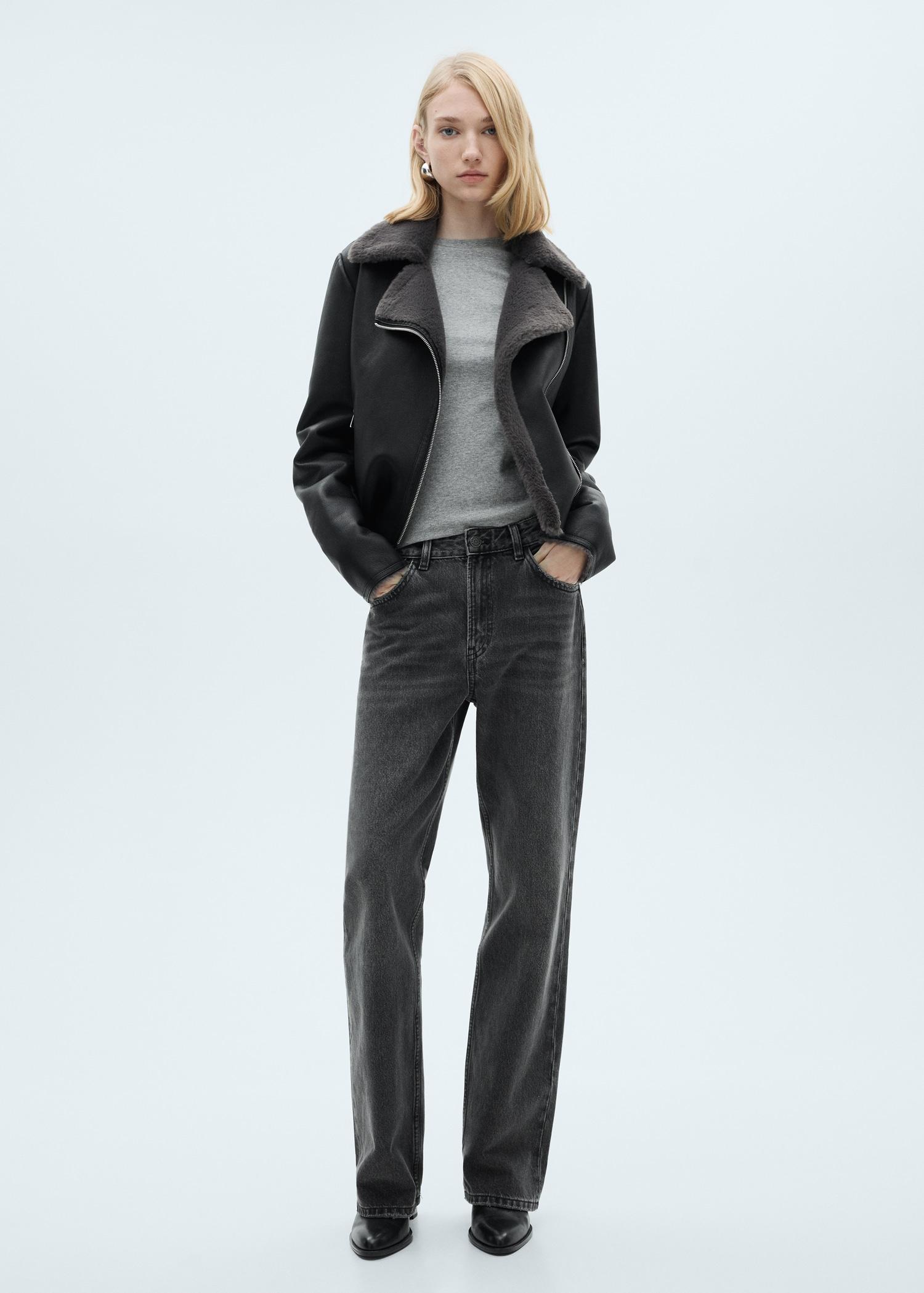 Jacket with shearling-effect lining - Women | MANGO USA Product Image