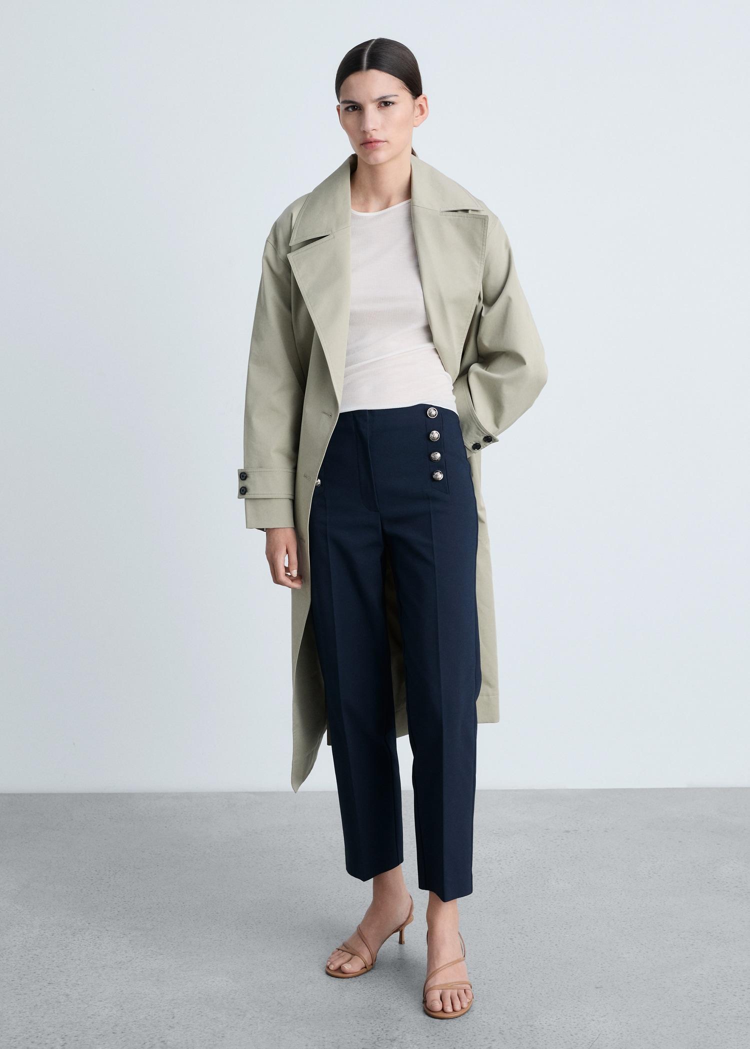 Straight pants with jewel buttons - Women | MANGO USA Product Image