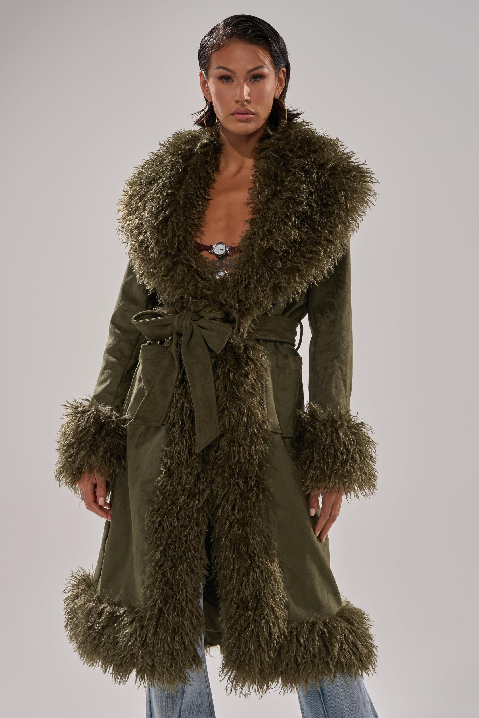 JADE FUR TRIM TRENCH Product Image