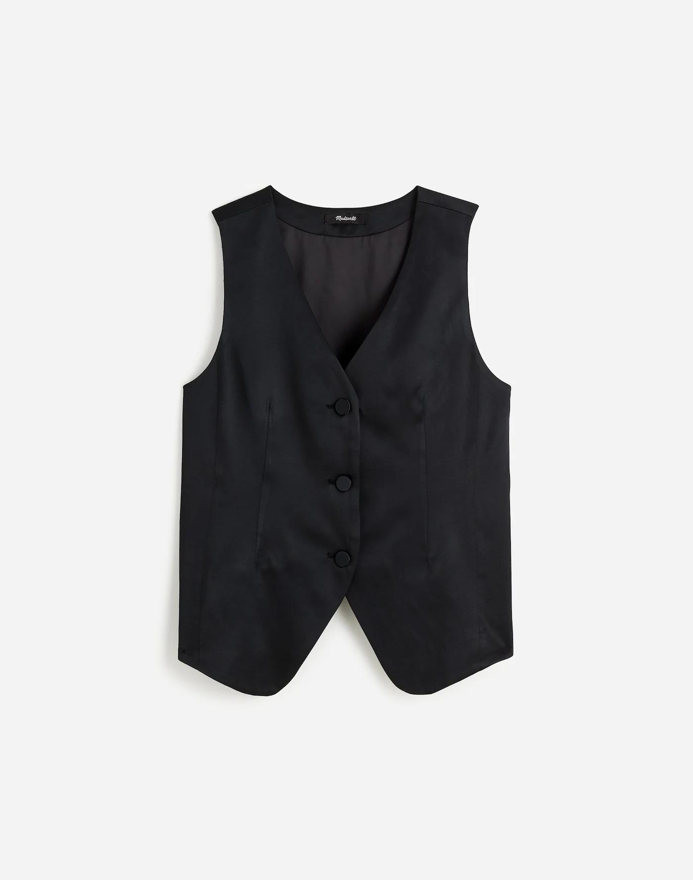 Button-Front Vest Top in Satin Product Image