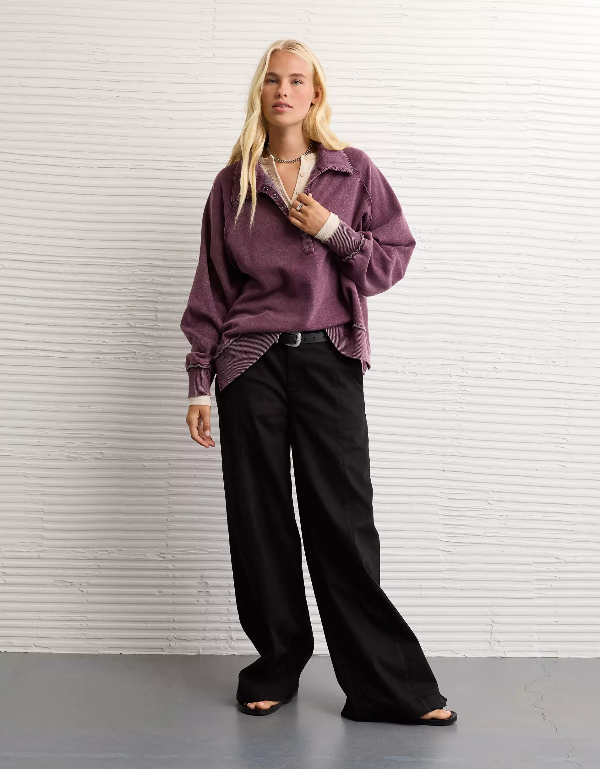 AE Big Hug Henley Sweatshirt Product Image