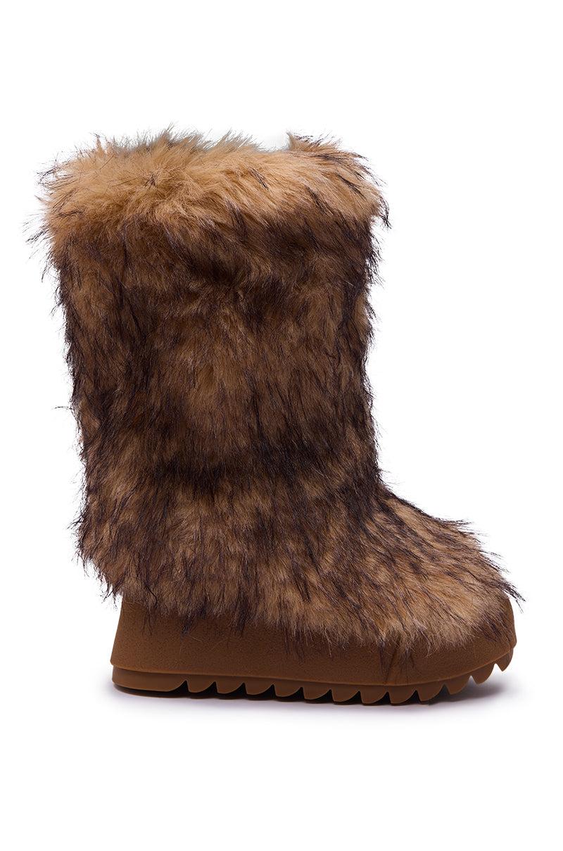 AZALEA WANG LEOPOLD BROWN MULTI FLAT FUR BOOT Product Image