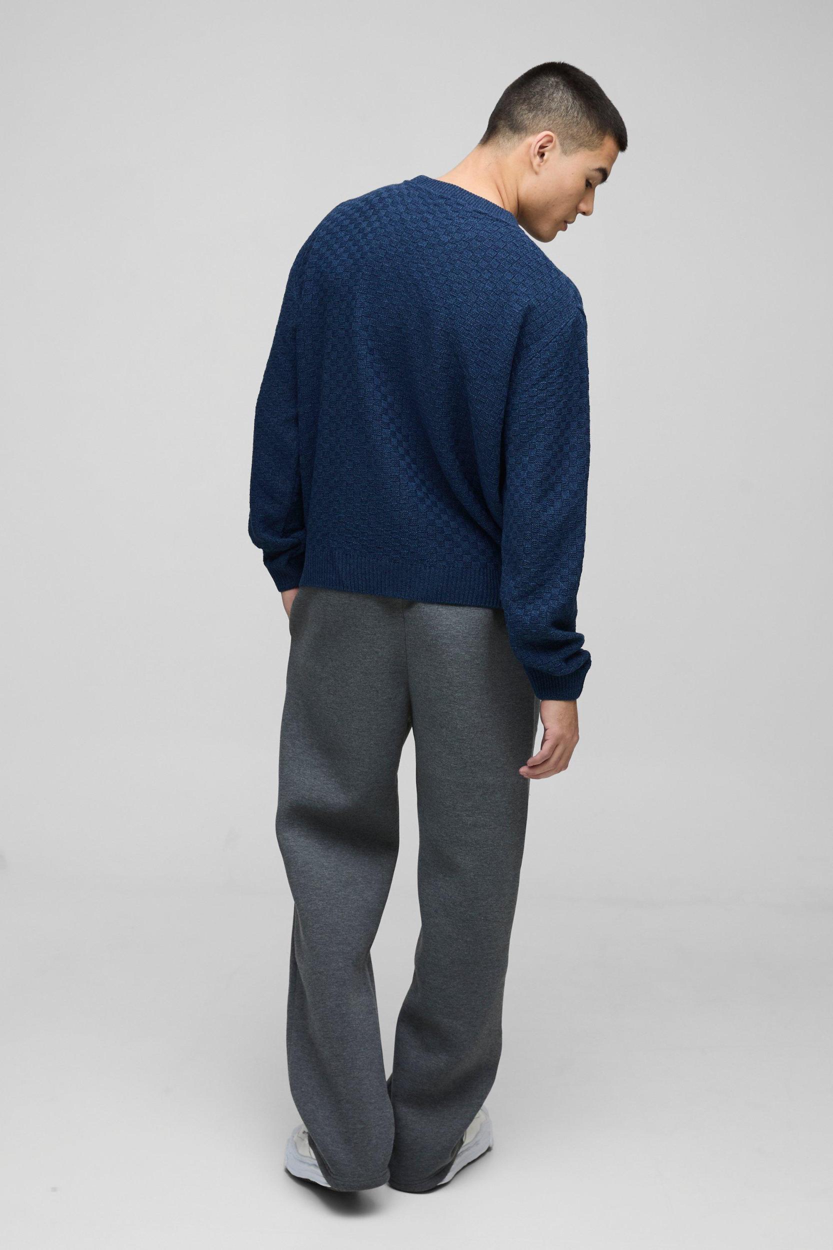 Oversized Boxy Basket Knitted Crew Sweater | boohooMAN USA Product Image