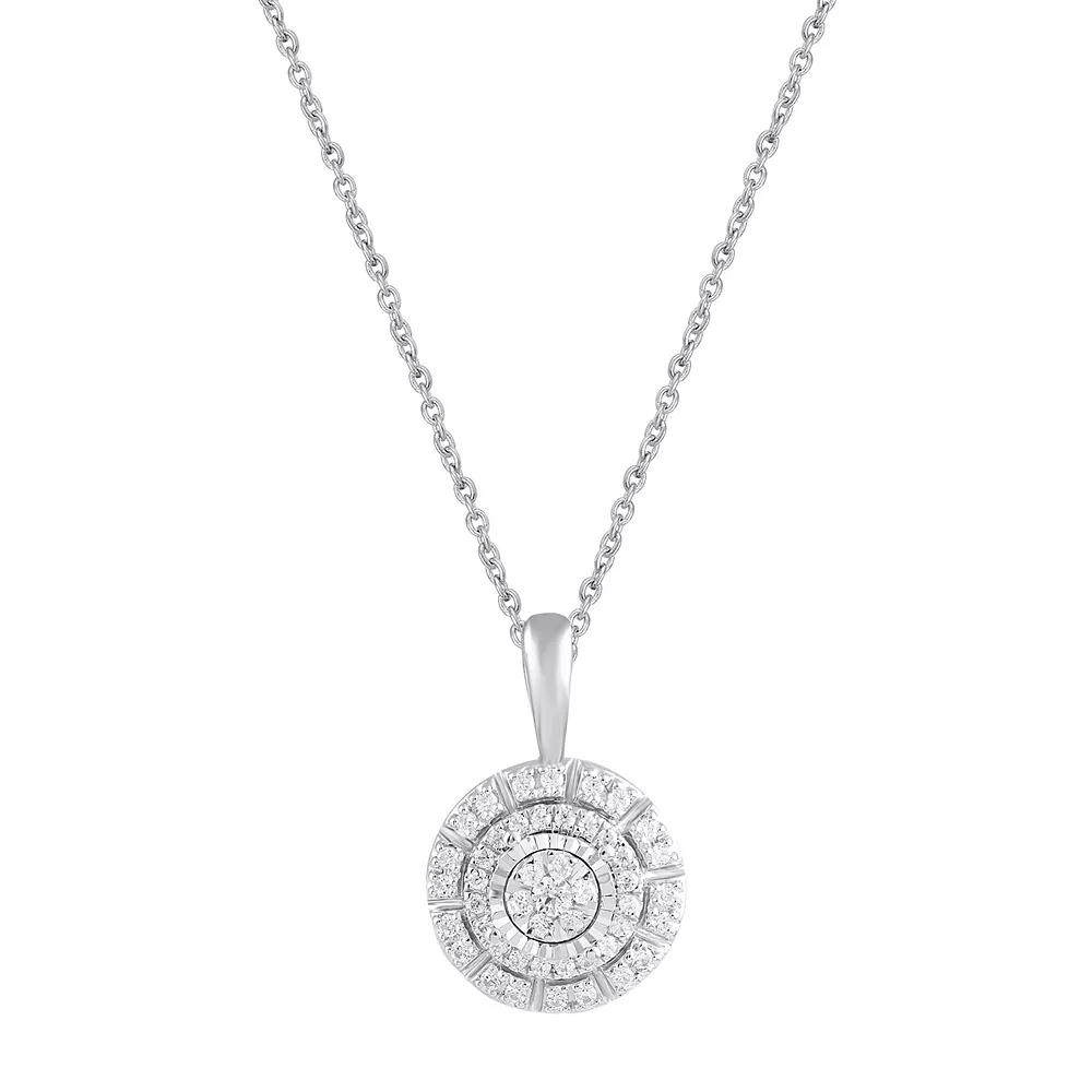 Royal Aura Sterling Silver 1/4 Carat T.W. Diamond Circle Pendant Necklace, Women's, Size: 18" Product Image