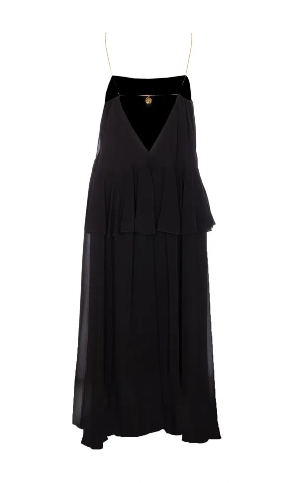 CHLOÉ Open-back Embellished Tiered Silk-georgette Maxi Dress In Black Product Image