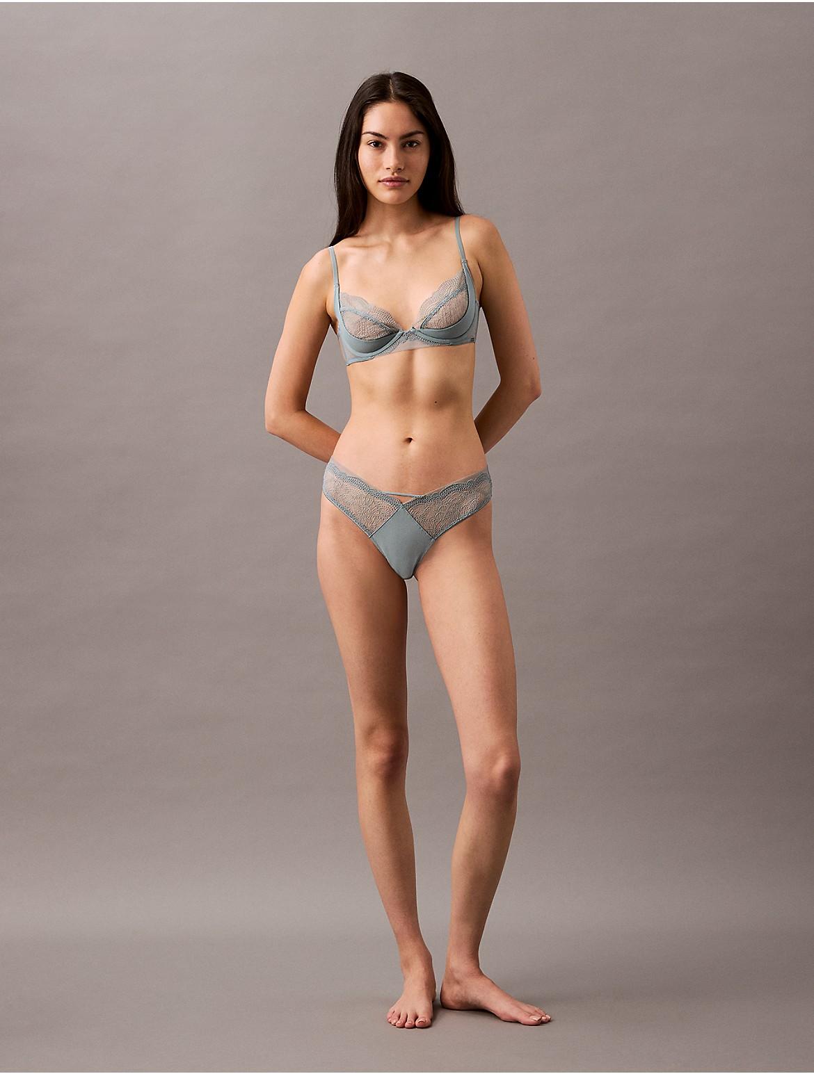 Calvin Klein Womens CK Black Geo Lace Unlined Plunge Bra Product Image