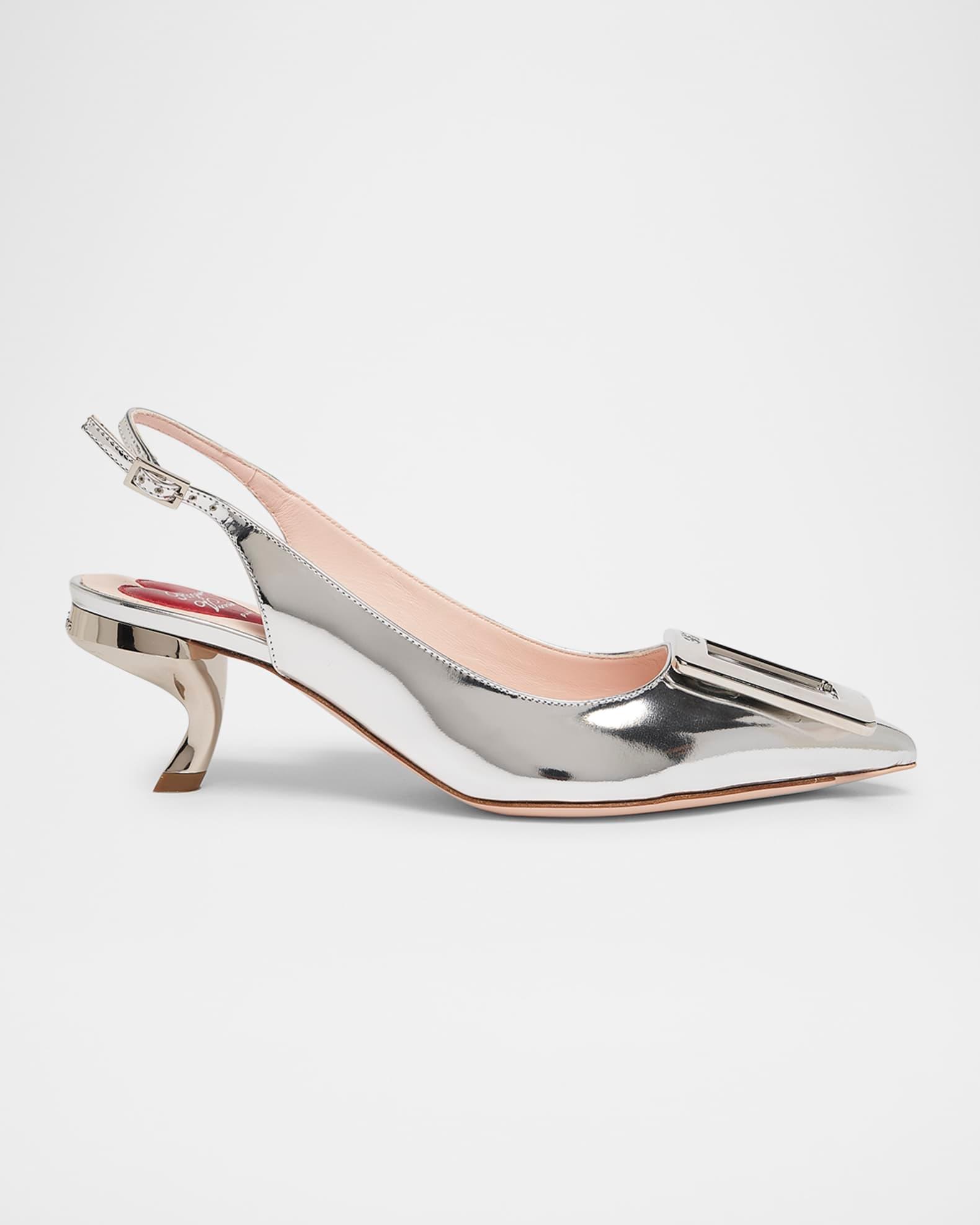 Virgule Metallic Buckle Slingback Pumps Product Image
