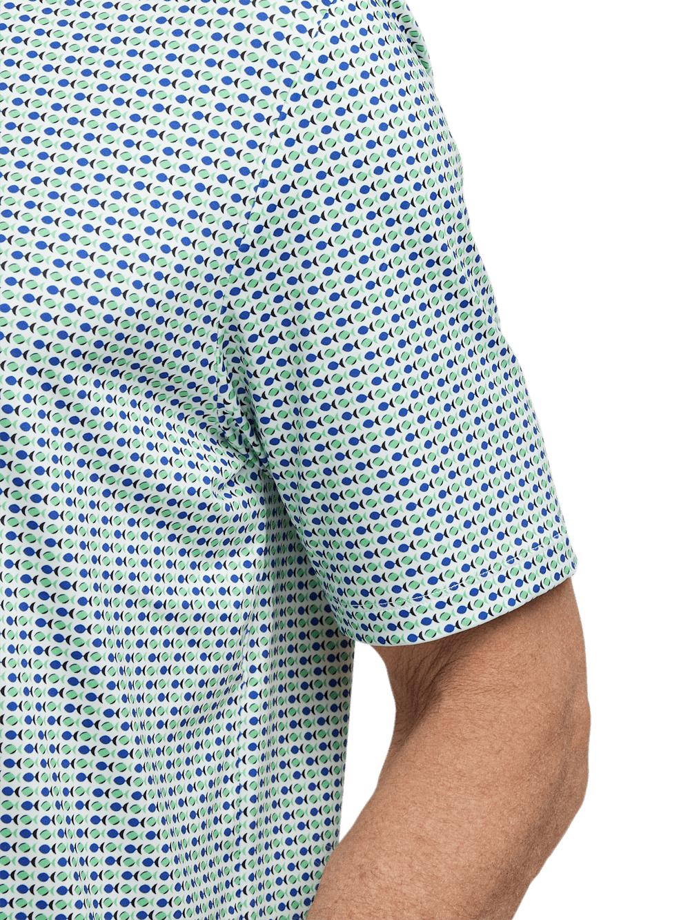 Performance Blend Three Button Polo - Navy/green Product Image