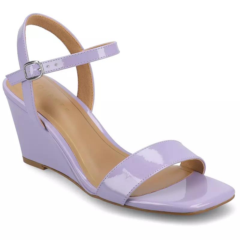 Journee Clayr Women's Ankle Strap Wedge Heels,  Product Image