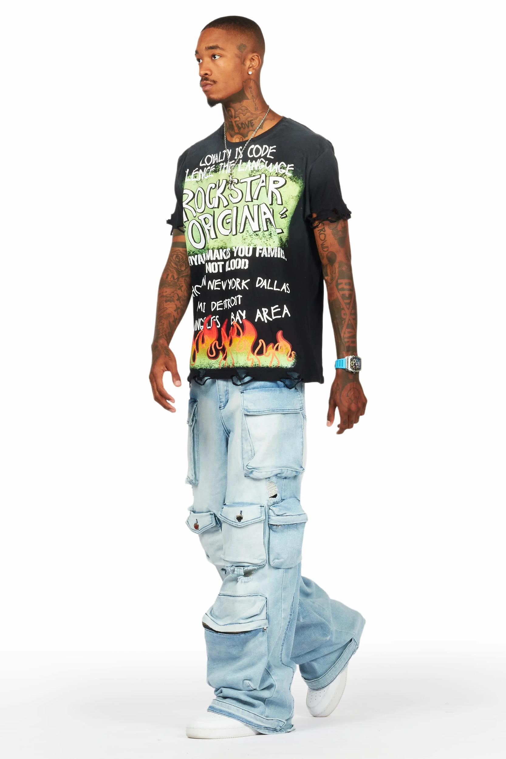 Beno Black Oversized Graphic T-Shirt Male Product Image