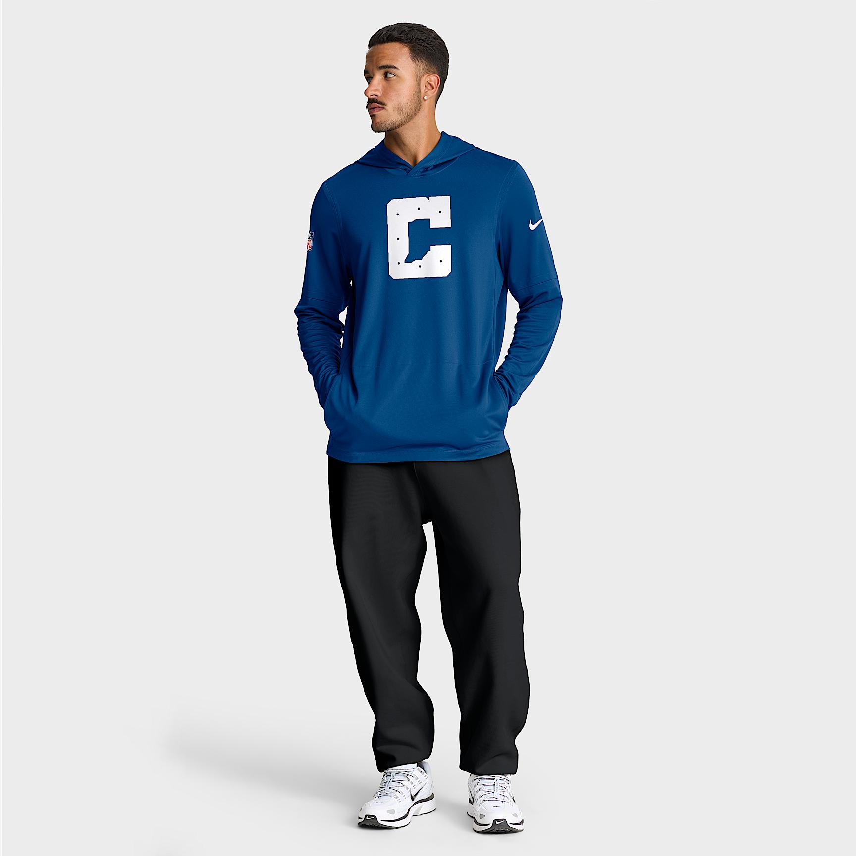 Indianapolis Colts Option Read Nike Mens Dri-FIT NFL Long-Sleeve Hooded Top | 03B94LB98-S58 Product Image