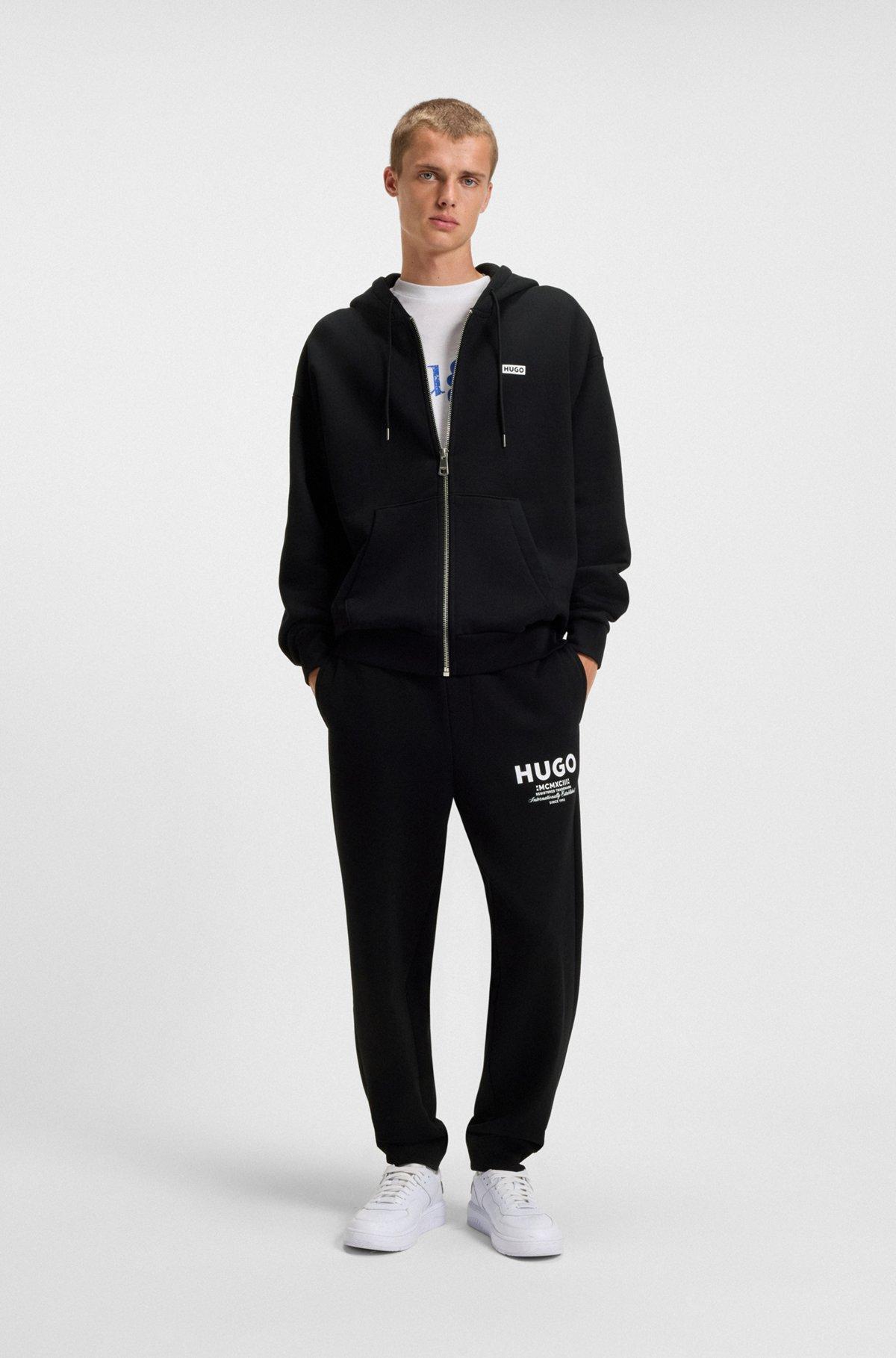 Cotton-terry hoodie with logo prints Product Image
