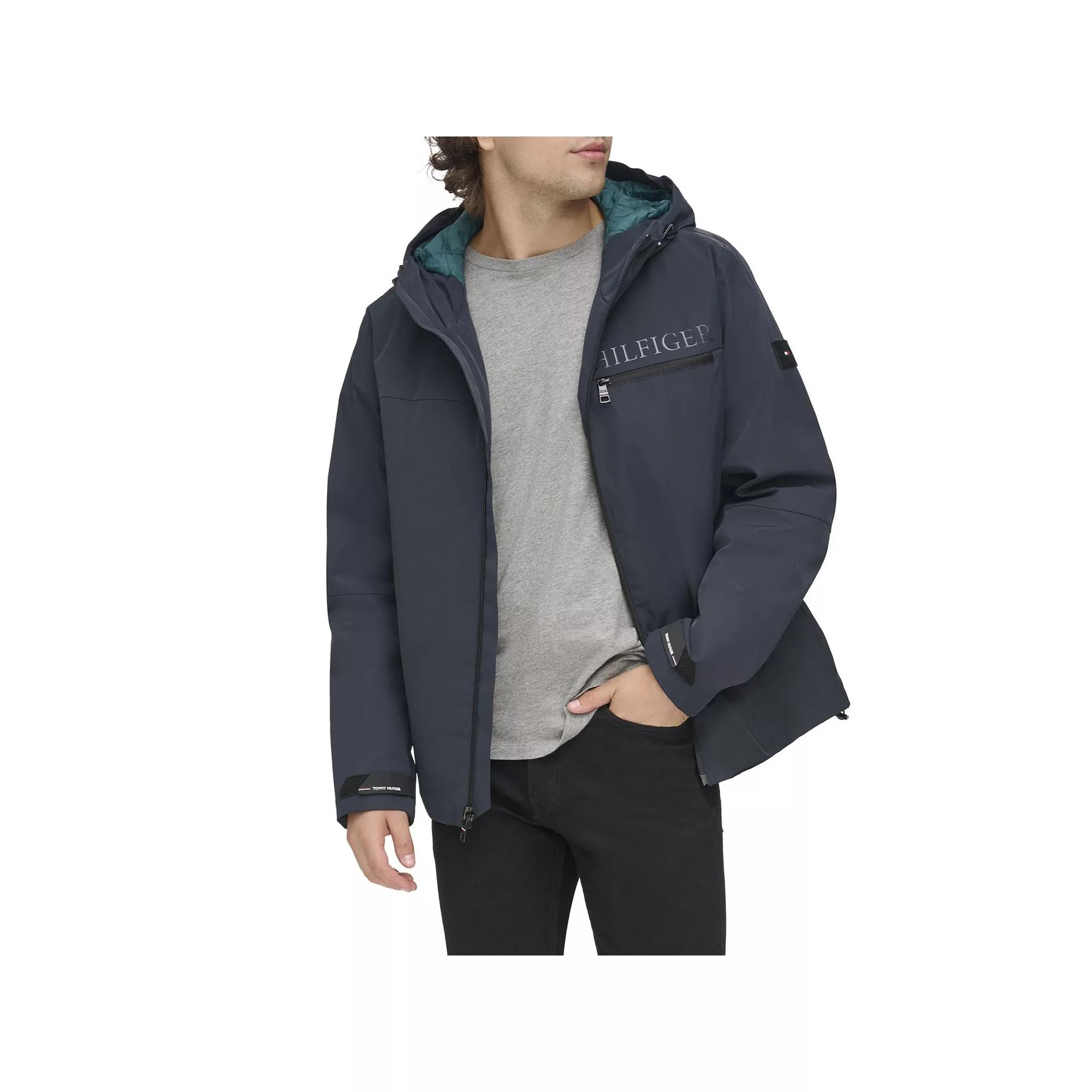 Mens Tommy Hilfiger Flex Tech Hooded Rain Jacket Green Product Image