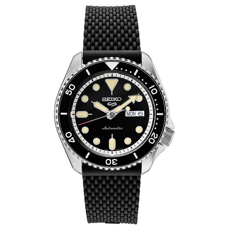 Seiko Mens Seiko 5 Sports Automatic Black Silicone Strap Watch Product Image