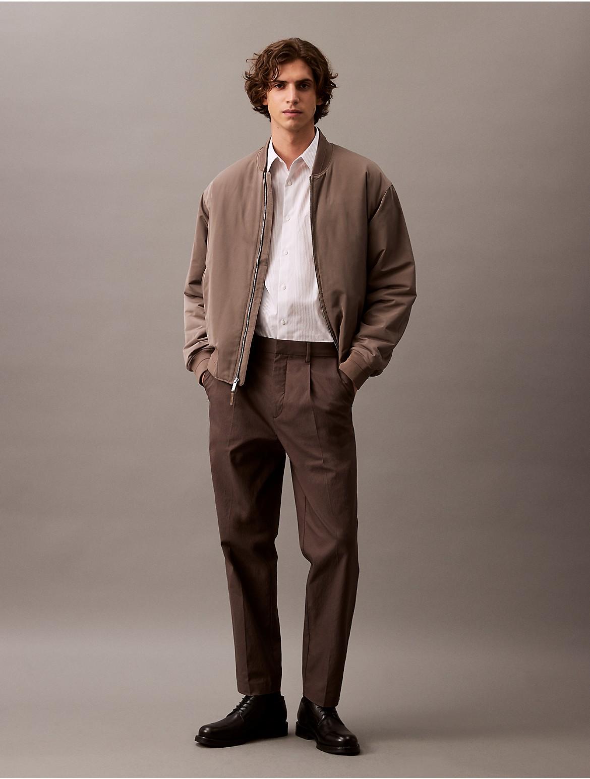 Calvin Klein Mens Stripe Slim Button-Down Shirt - White Product Image